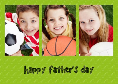 Happy Fathers'day mit gr├╝nem Hintergrund und kleinen Papierfliegern im Hintergrund