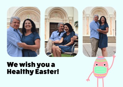 We wish you a happy easter! Egg wearing a surgical mask