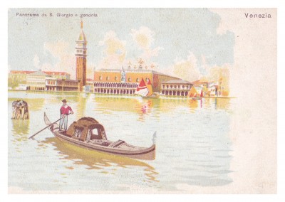 Illustration vintage Grußkarte Venedig