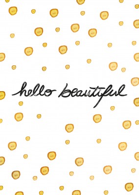 Calligraphy on yellow-white dotsâ€“mypostcard