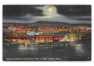 Holyoke Massachusetts Skyline from Buckley Blvd at Night