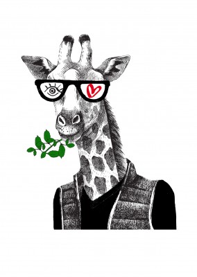illustrazione Occhio-amore giraffa