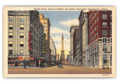 Indianapolis, Indiana, market Street showing Soldiers and Sailors Monument