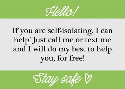 cartolina che offre aiuto in auto-isolamento