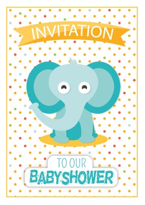 Invitation to our baby shower- Lettering with elephant