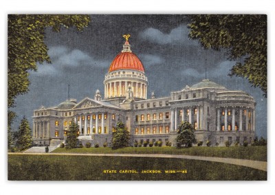 Jackson, Mississippi, State Capitol at night