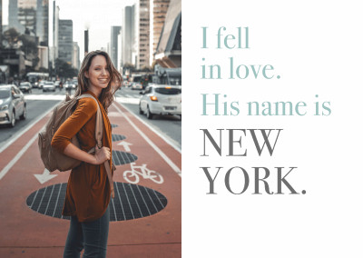 Jag blev kär. Hans namn är NEW YORK...Citat vykort