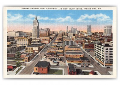 Kansas City Missouri Skyline Shwoing New Auditorium and New Court House