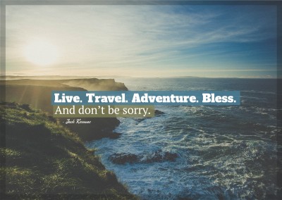 Postkarte Spruch Live. Travel. Adventure. Bless. And don't be sorry