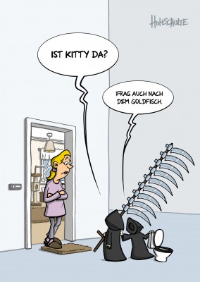 tot aber lustig Michael Holtschulte Cartoon Kitty