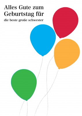 Mehrfarbige Ballone der Glückwunschkarte