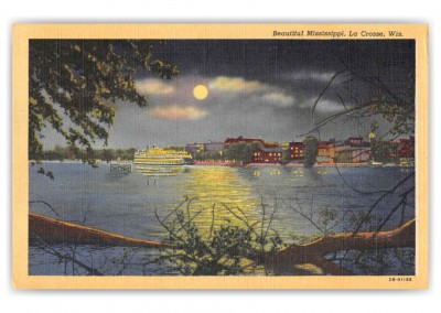 La Crosse Wisconsin Mississippi River Scenic View at Night