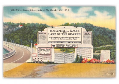 Lake of the Ozarks Missouri Bagnell Dam Sign