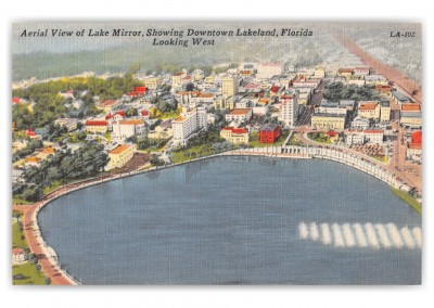 Lakeland, Florida, aerial downtown view looking west