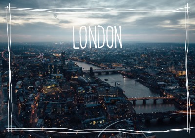 greeting card with photo of London at dawn