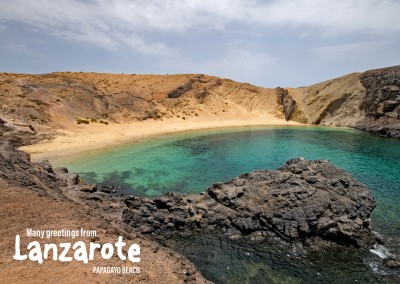 Postcard Lanzarote with photo of Papagayo Beach