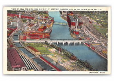 Lawrence, Massachusetts, aerial view of town