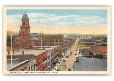 Lewiston, maine, Lisbon Street and City Hall