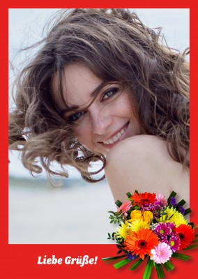 Foto Blumenstrauß of rotem Grund