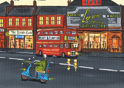 Illustration Södra London Konstnären Dan London transport