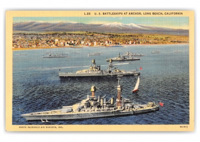 Long Beach California US Battleships at Anchor