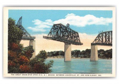 Louisville Kentucky and New Albany, Indiana, Great Draw-Span open in K._.I Railroad bridge