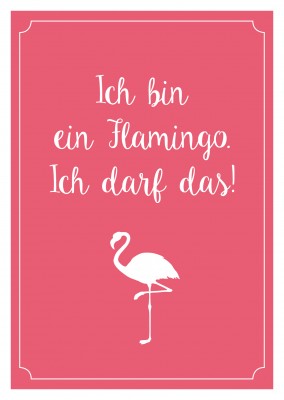 Flamingo, lustiger Spruch mit Flamingo-Silhouette–mypostcard