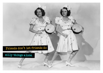 Vintage Retro Foto mit zwei Frauen lustiger Spruch