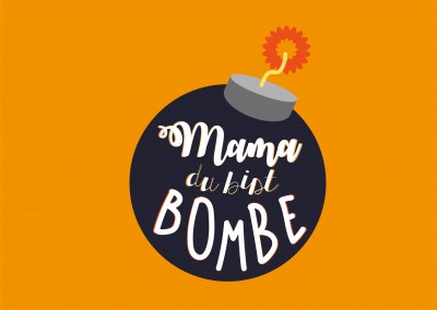 mama du bist Bombe mit flat-design bombe und orangenen Hintergrund