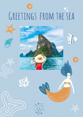 tarjeta de felicitación del Meridiano de Diseño Saludos desde el mar
