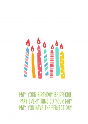Card with font and birhtday candles