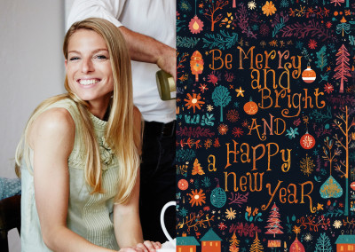 greeting card Be Merry and bright an Happy new year