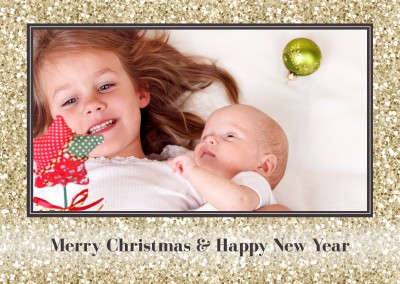 Merry Christmas with gold glitter frame