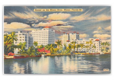Miami, Florida, Sunset on the Miami River