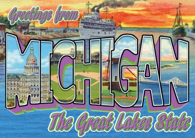 vintage kaartje Michigan