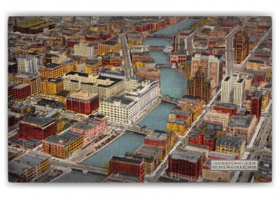 Milwaukee, Wisconsin, aerial view of downtown