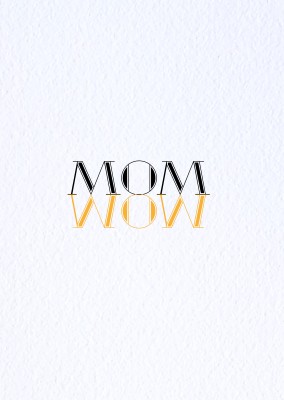 weiße Karte mit der Aufschrift Mom und der Spiegelung Wow 