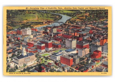 Nashville Tennessee Aeroplane View showing State Capitol