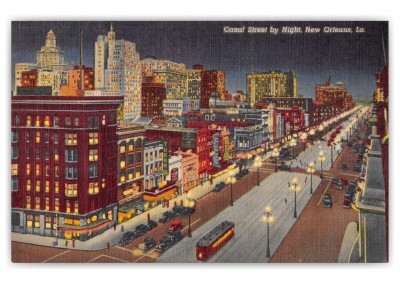 New Orleans, Louisiana, Canal Street by night