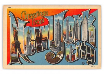 New York City Greetings Large Letter Statue of Liberty