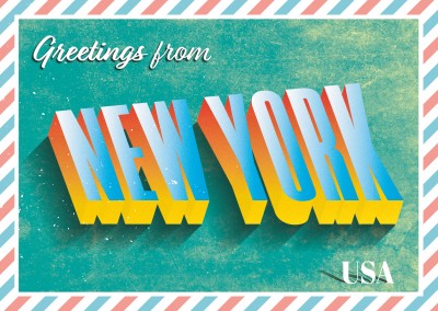 Retro postcard New York, USA