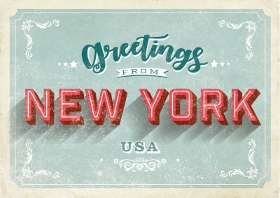 new york vintage letters postcard