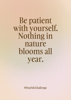 Be patient with yourself. Nothing in nature blooms all year