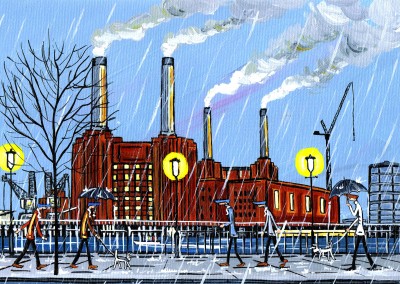 Illustration Södra London Konstnären Dan nya Battersea ljusare