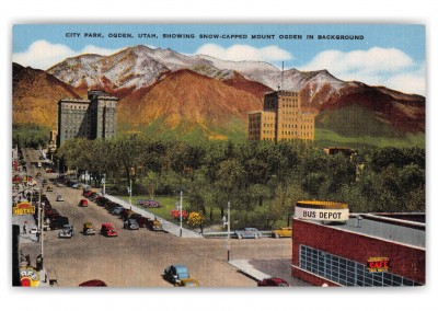 Ogden Utah City Park Snow Capped Mountain