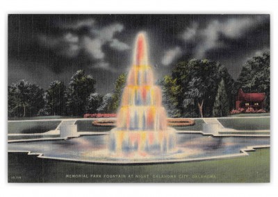 Oklahoma City Oklahoma Memorial Park Fountain at Night