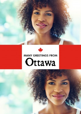 Ottawa hälsningar röd vit med lönnlöv