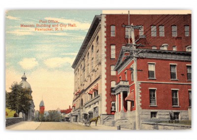 Pawtucket, Rhode Island, Post Office, Masonic Building and city hall