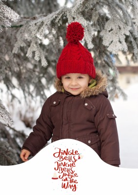 Personalisierbare Weihnachtskarte mit Jingle Bells Nachricht in weiß