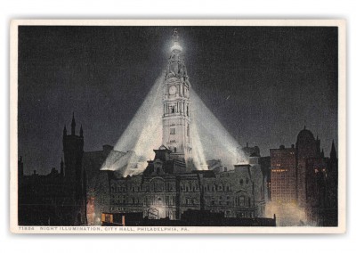 Philadelphia Pennsylvania City Hall Night Illumination